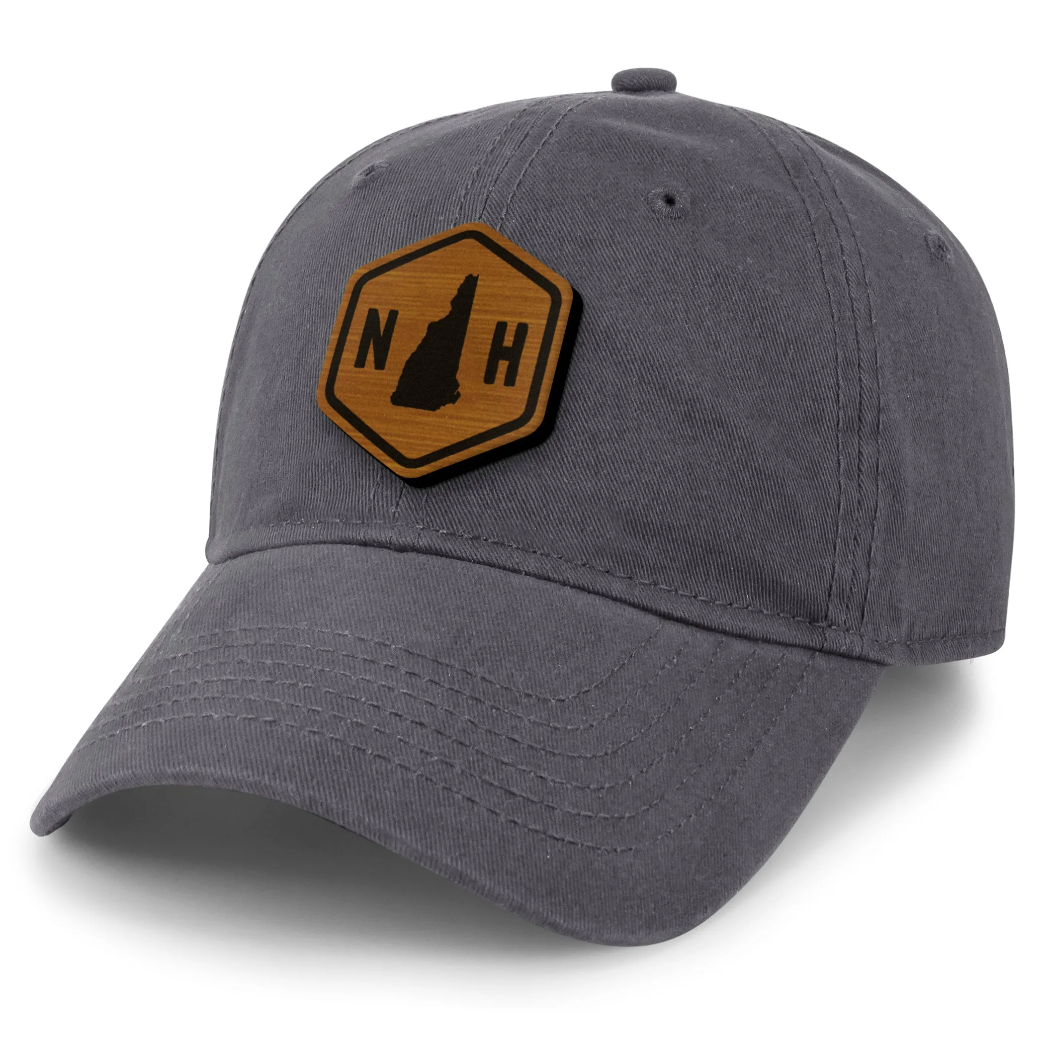New Hampshire State Sign Wood Grain Patch Dad Hat