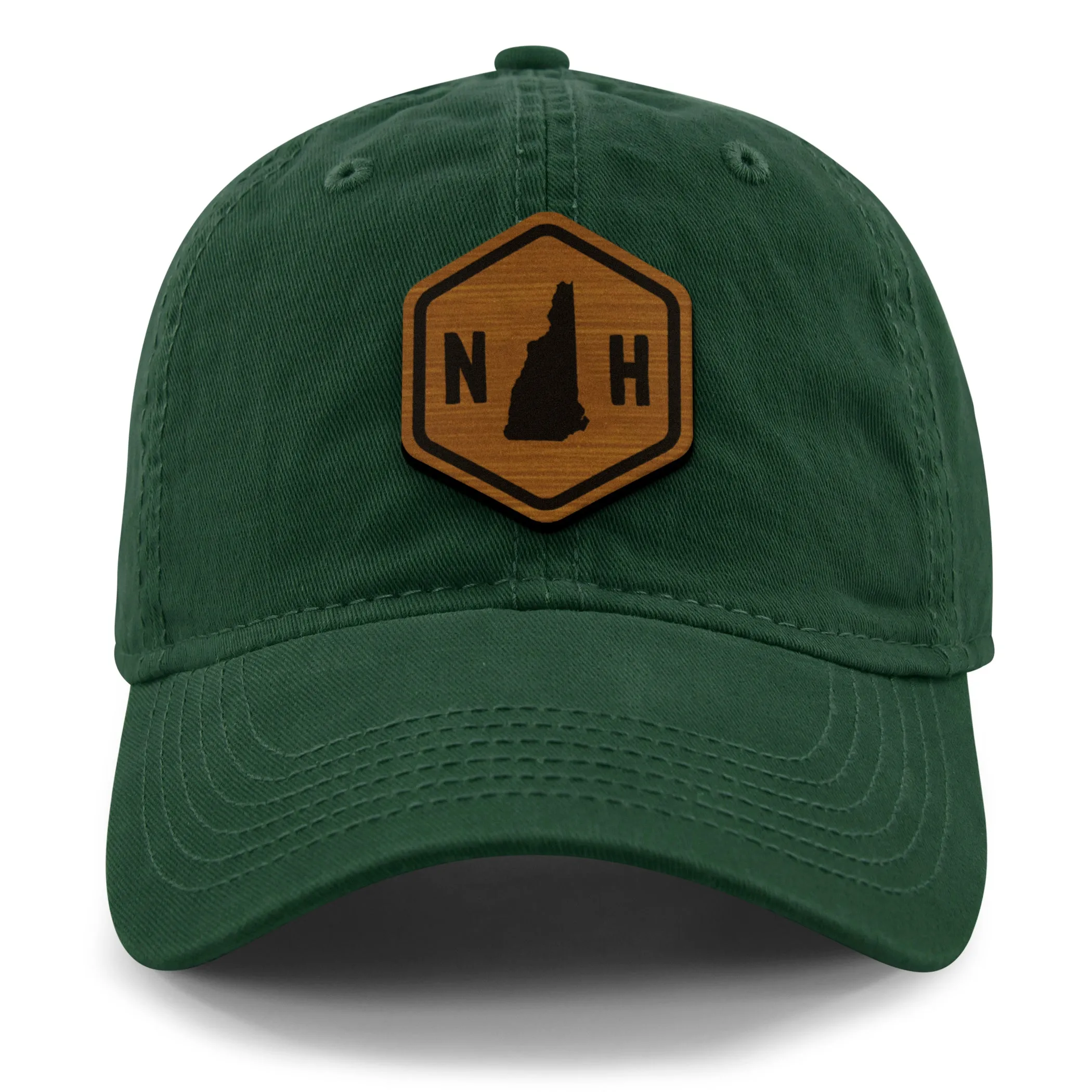 New Hampshire State Sign Wood Grain Patch Dad Hat