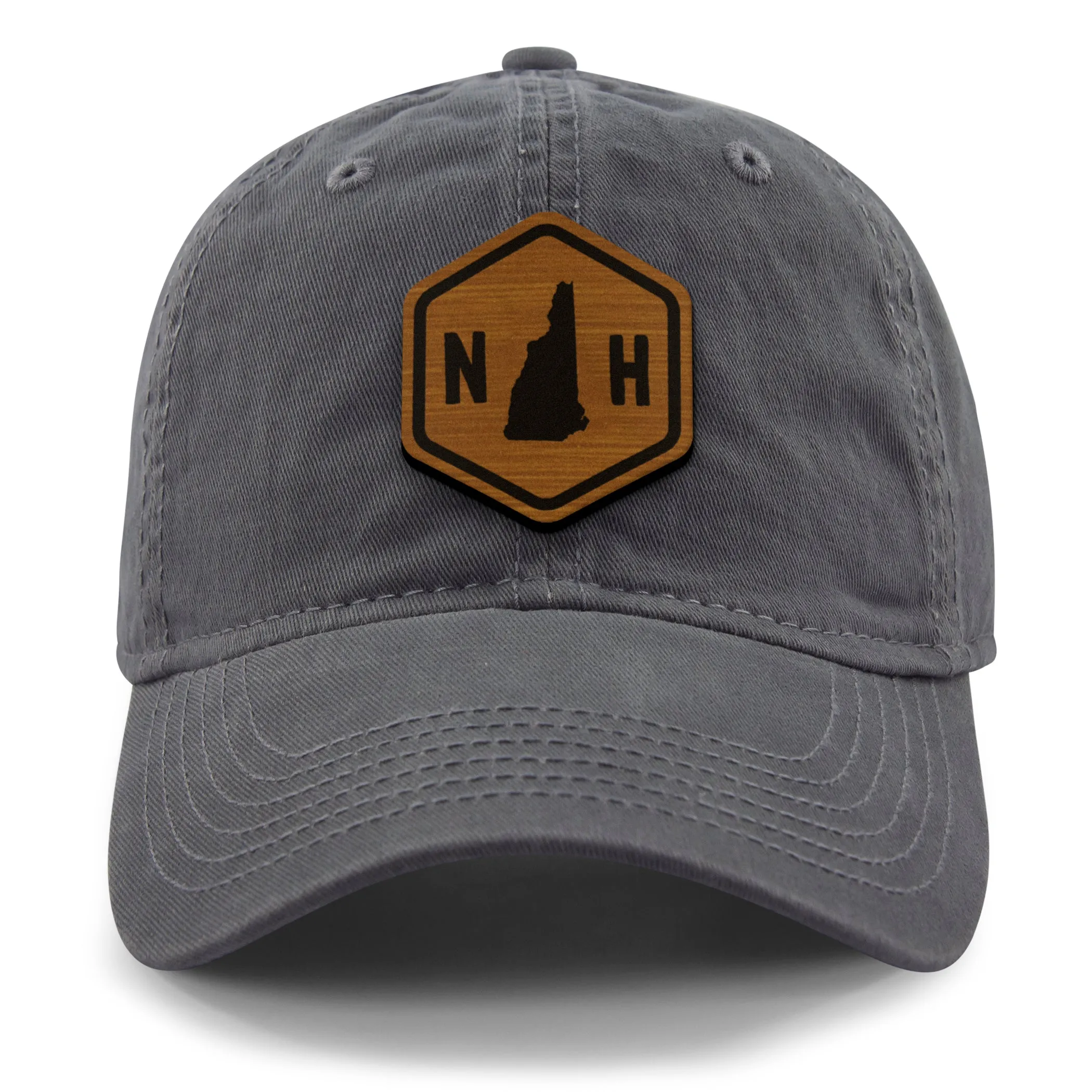 New Hampshire State Sign Wood Grain Patch Dad Hat