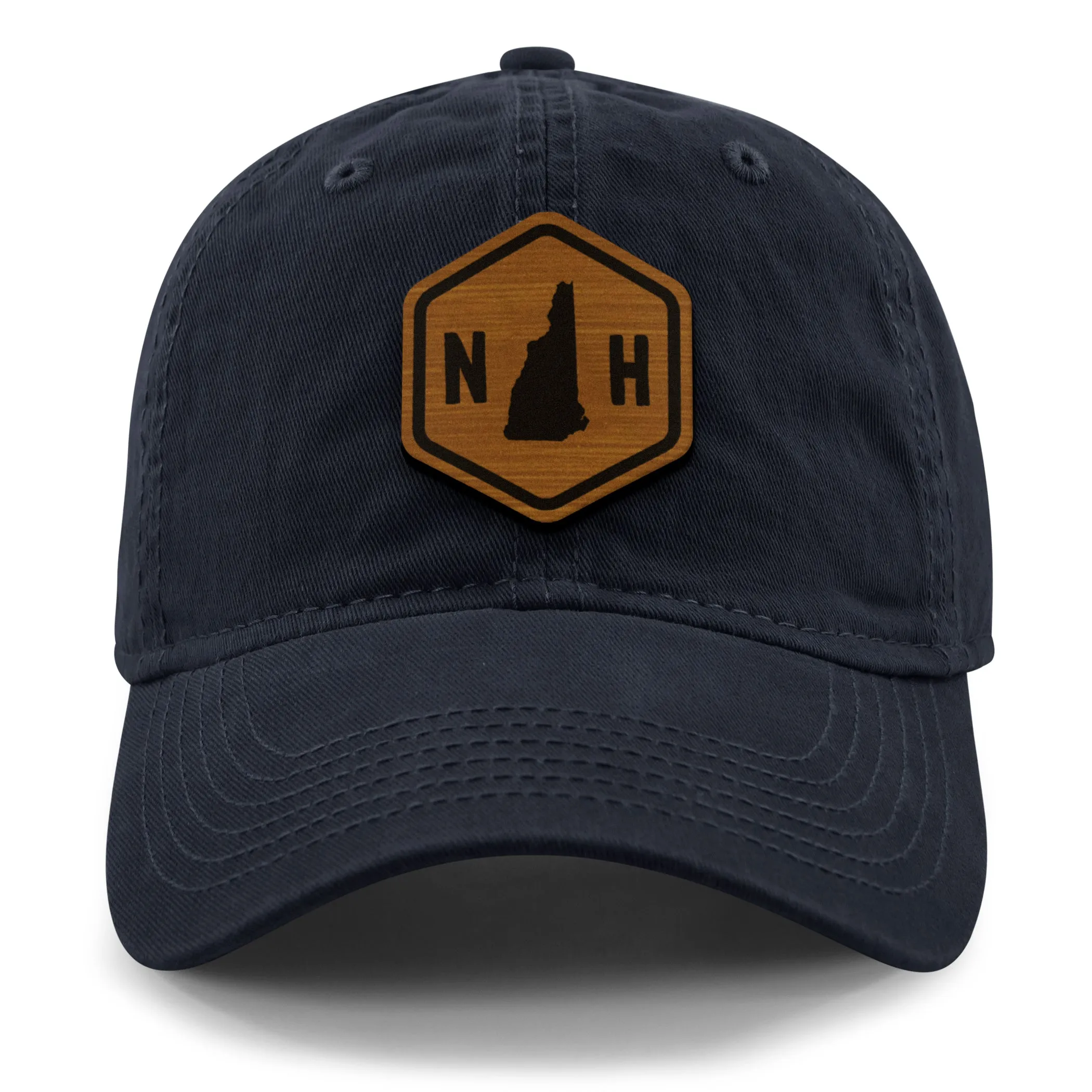 New Hampshire State Sign Wood Grain Patch Dad Hat