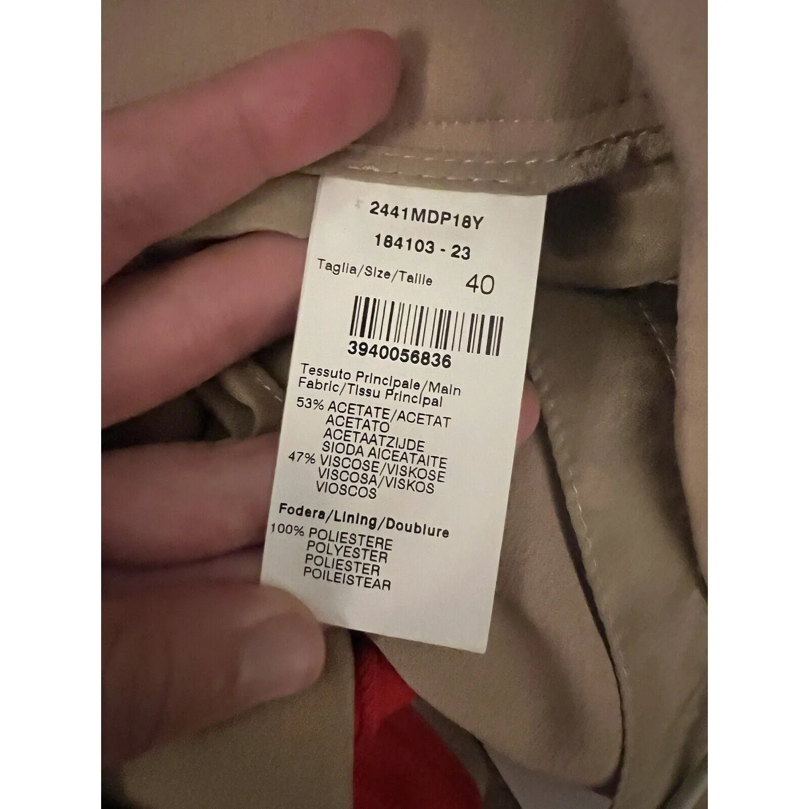NWT MSGM Women's Tan Slim Leg Dress Pants Red Side Stripe High Waist EU 40 / US 8