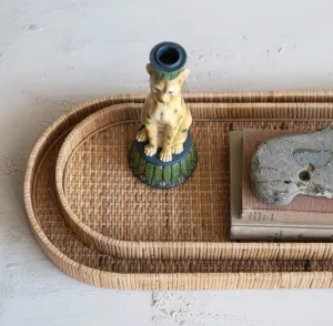 Oval Woven Rattan Trays