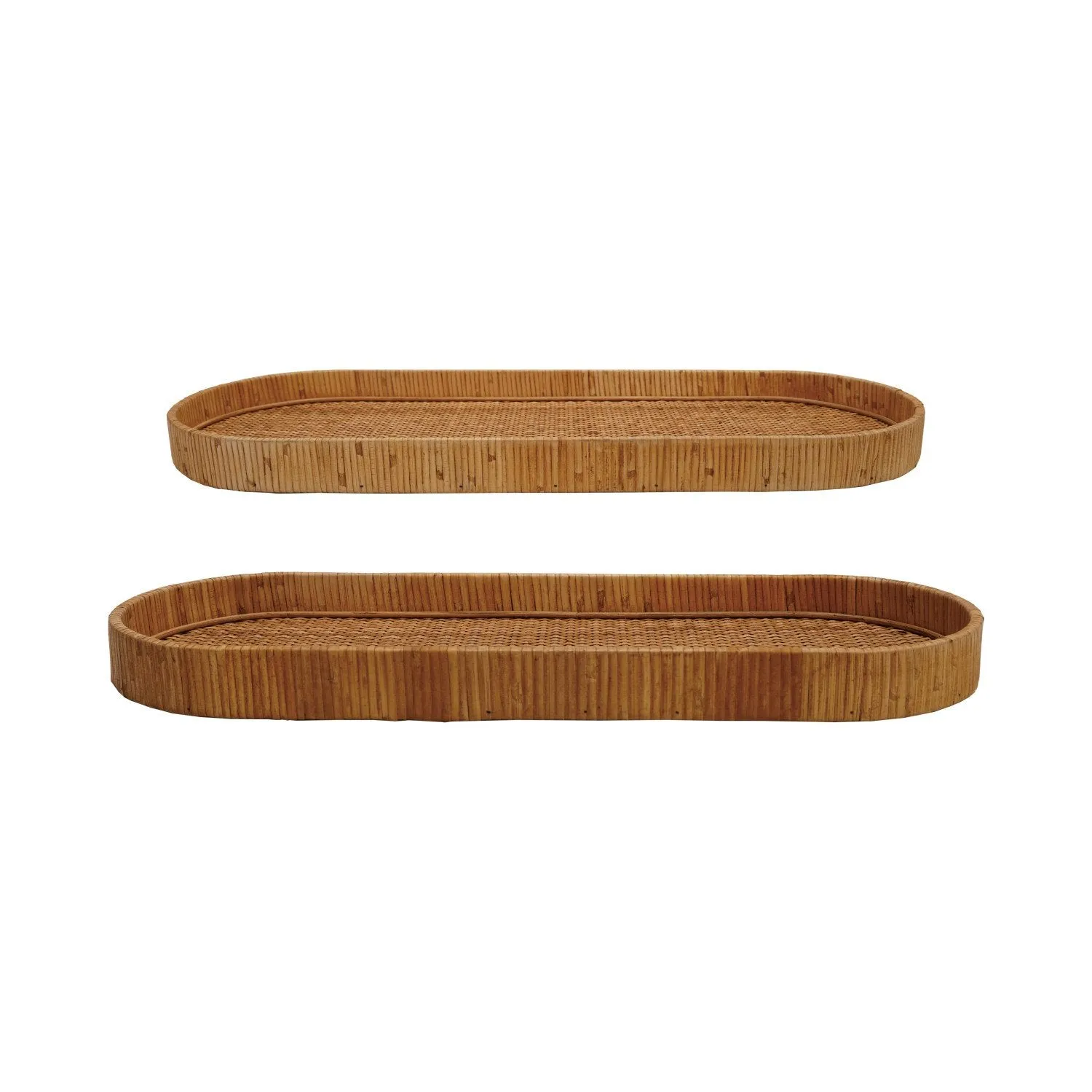 Oval Woven Rattan Trays