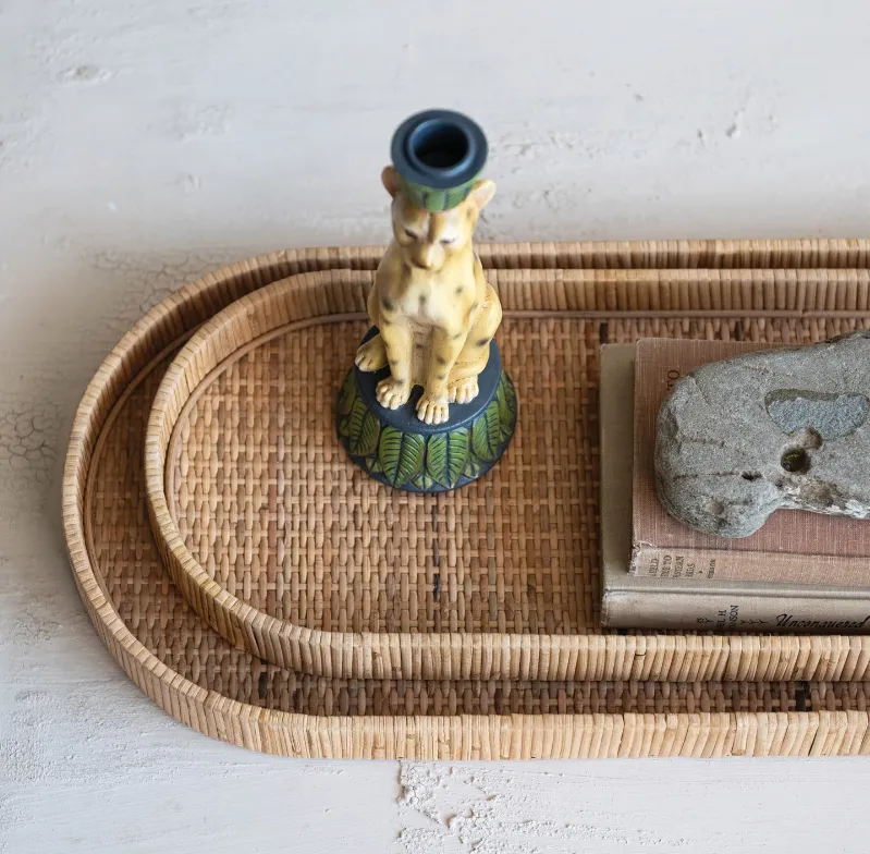 Oval Woven Rattan Trays