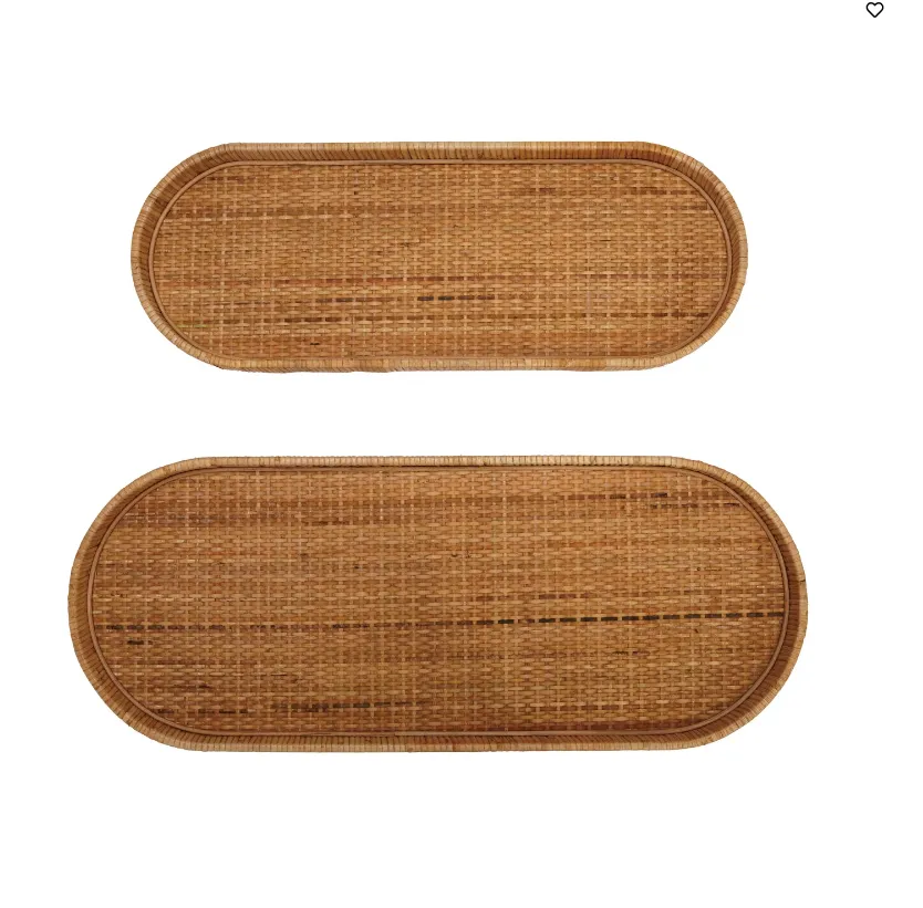 Oval Woven Rattan Trays