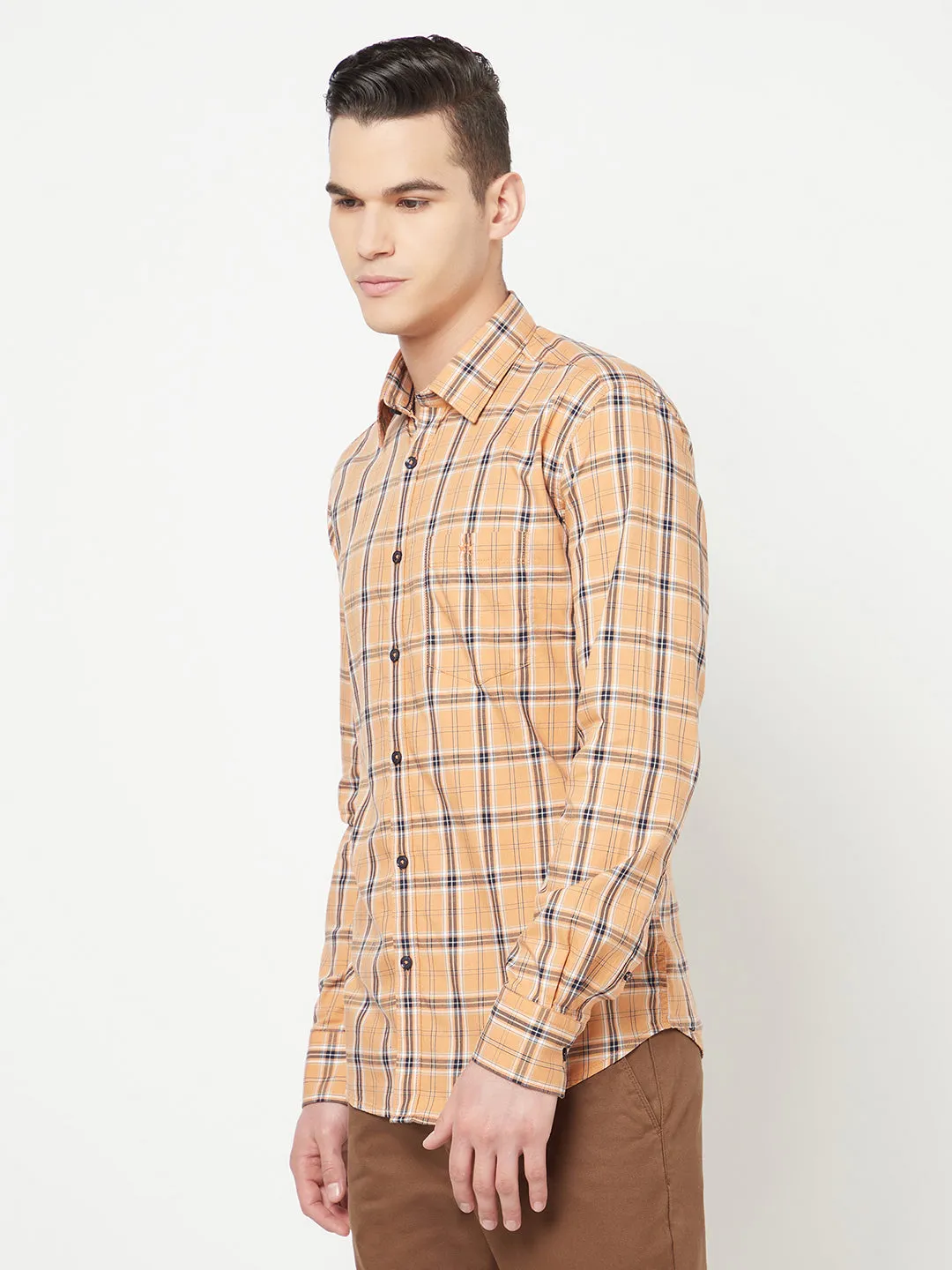 Peach Checked Shirt