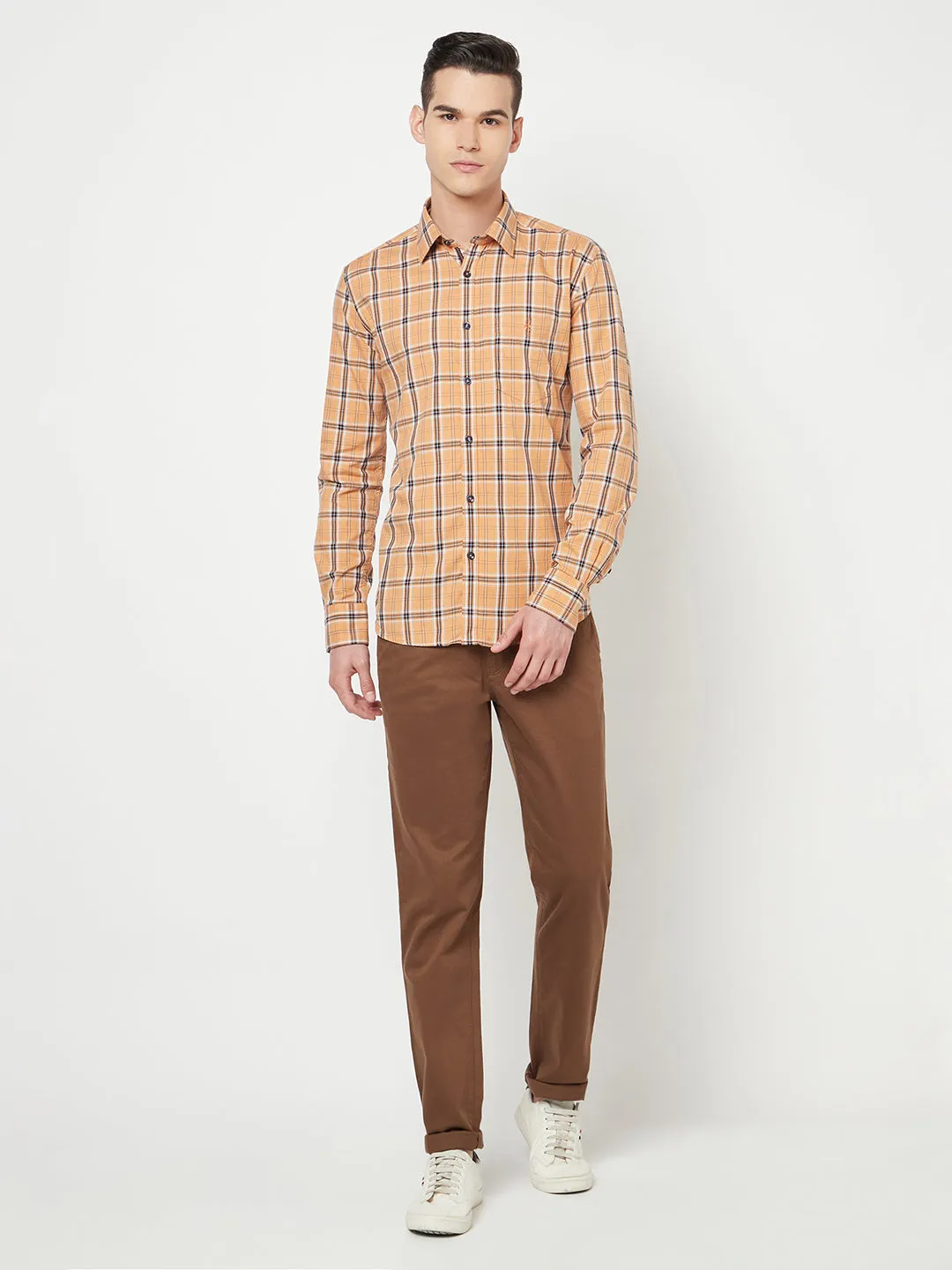 Peach Checked Shirt
