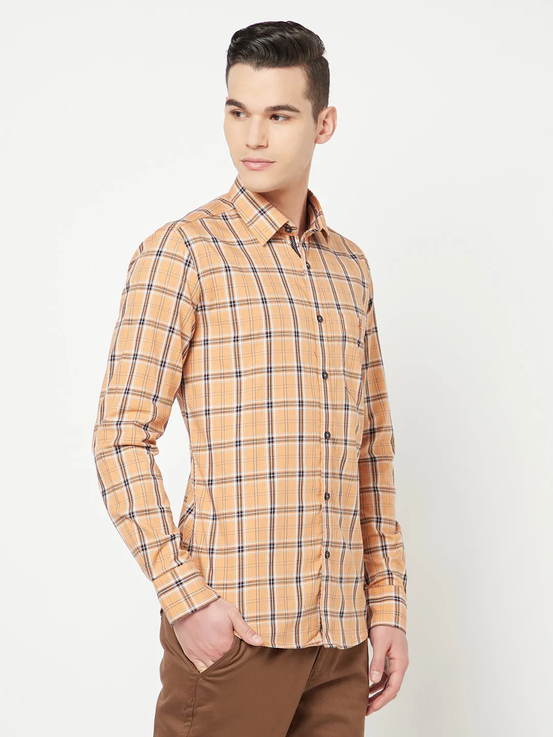 Peach Checked Shirt