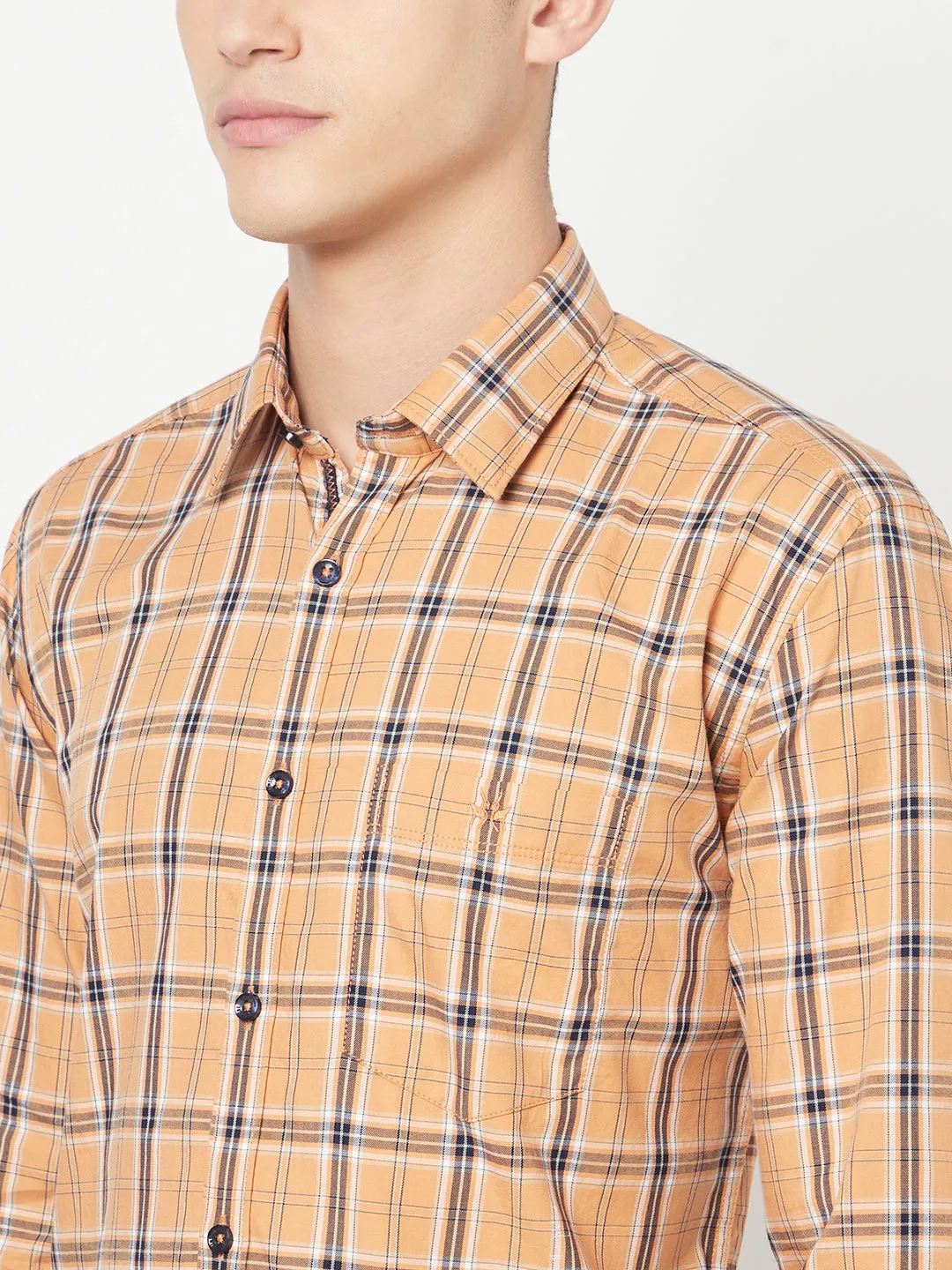 Peach Checked Shirt