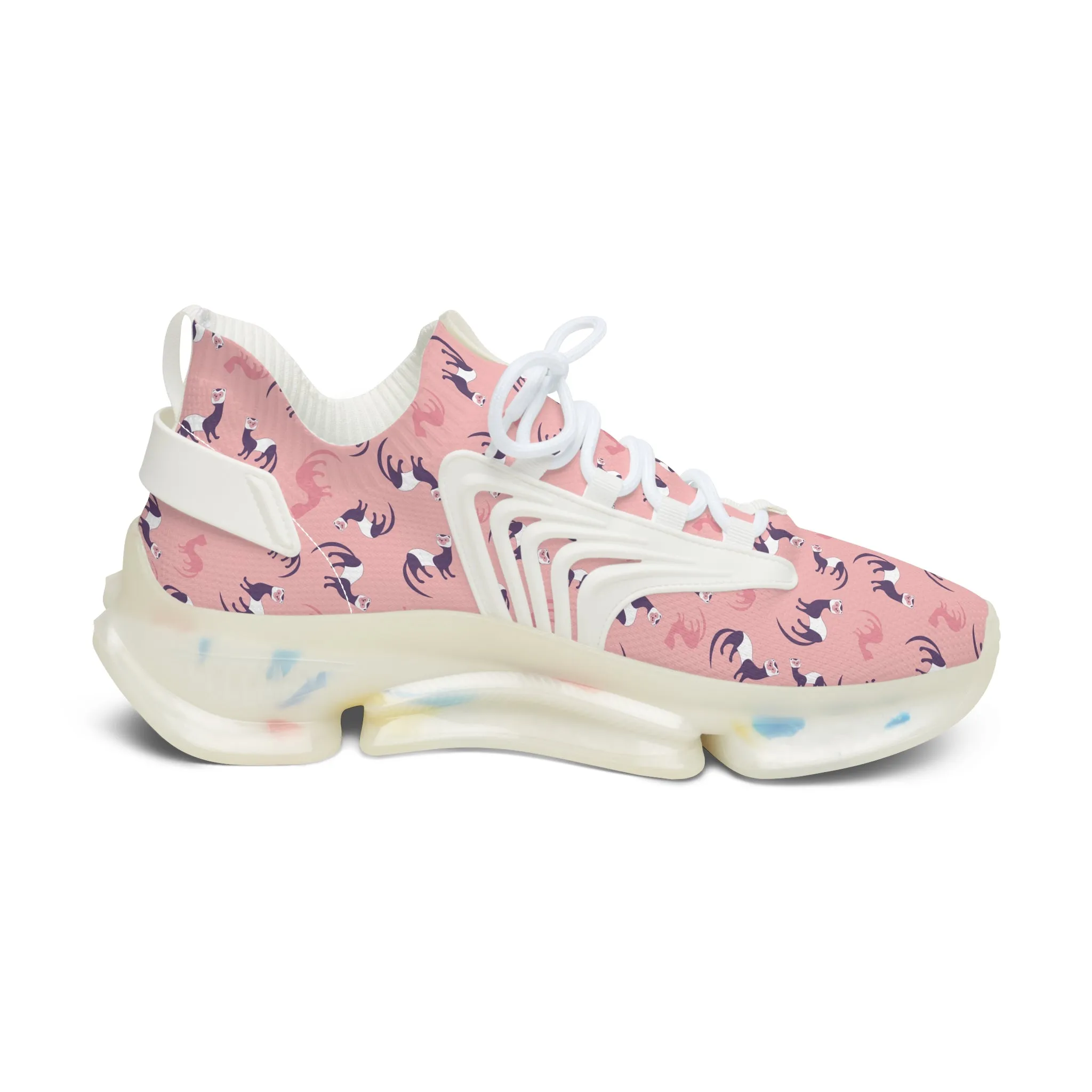 Pink Flamingo Pattern Women's Mesh Sneakers - Stylish & Comfy Athletic Footwear