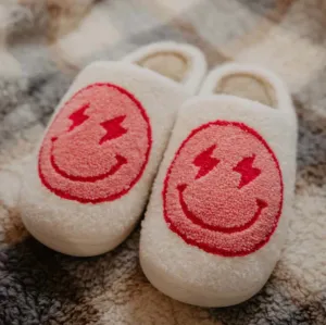 Pink Happy Bolt Slippers