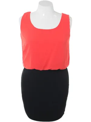 Plus Size Chic Bubble Top Coral Dress