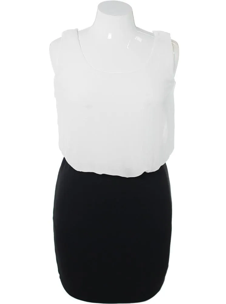 Plus Size Chic Bubble Top White Dress