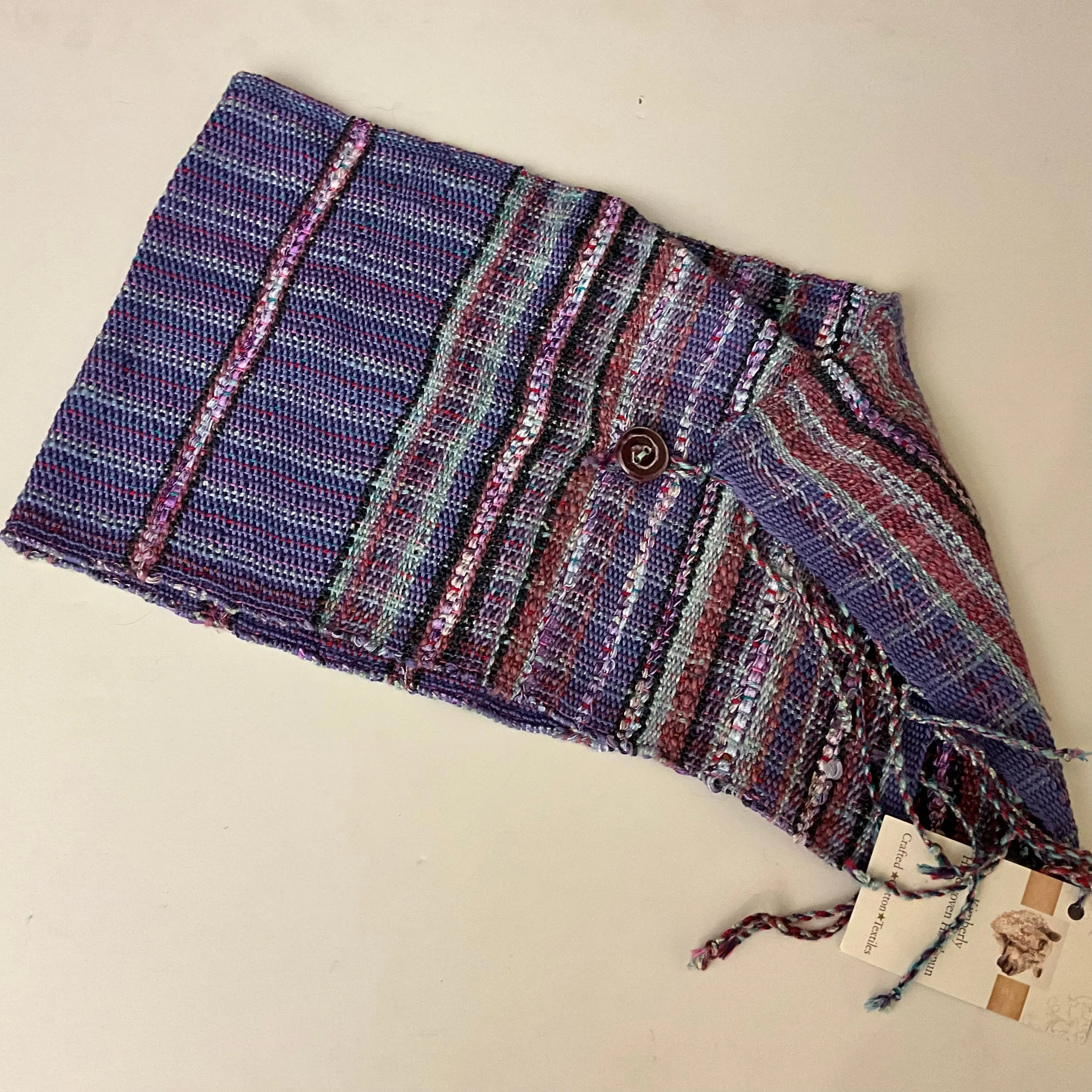"Dorothy" Button Scarf D118  in Violet & black