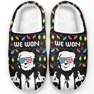 Real Solutions Come From Listening To The People - US Election Fluffy Slippers - Christmas Gift For Conservative Supporters