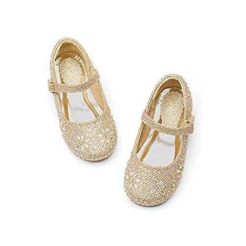 Rhinestone Mary Jane Flats: Dream Pairs Angel-66 Ballerina Shoes