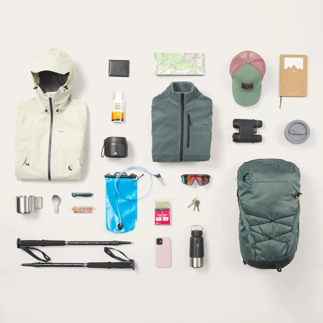 Sac à dos rolltop de randonnée montagne 22l - mh500 light vert