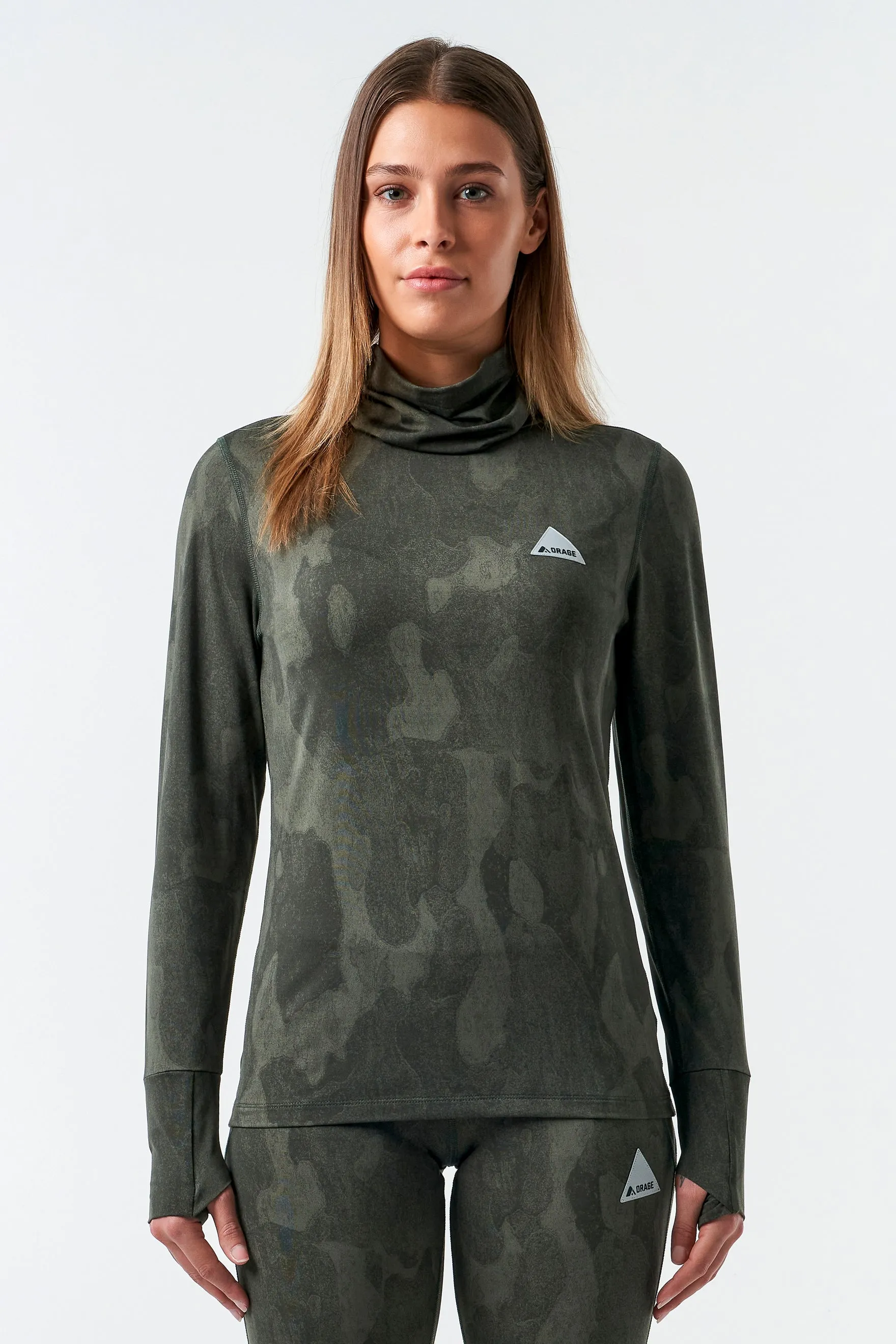 SAMPLE - Women's Moss Light Base Layer Top-Print bark camo