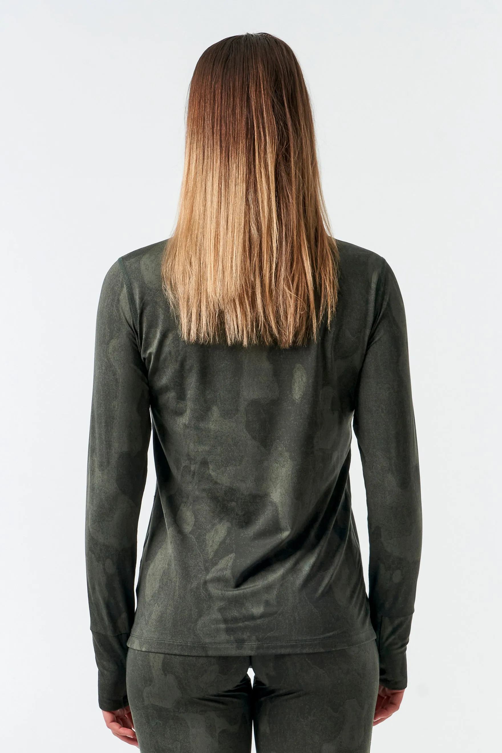 SAMPLE - Women's Moss Light Base Layer Top-Print bark camo