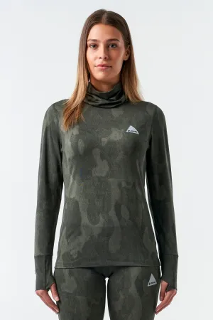 SAMPLE - Women's Moss Light Base Layer Top-Print bark camo