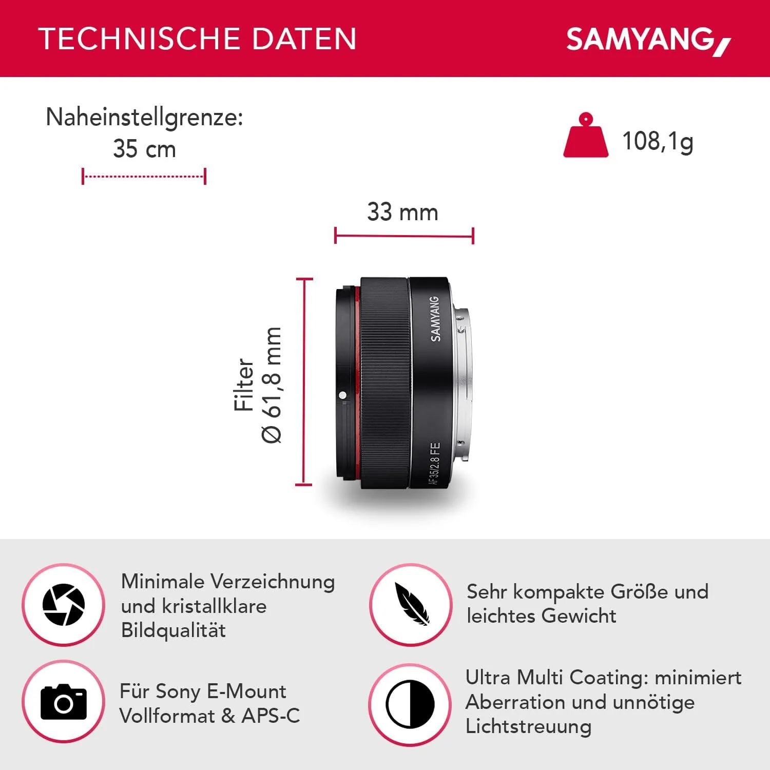 Samyang AF 35 mm F2.8 Auto Focus Lens for Full Frame Sony E Mount