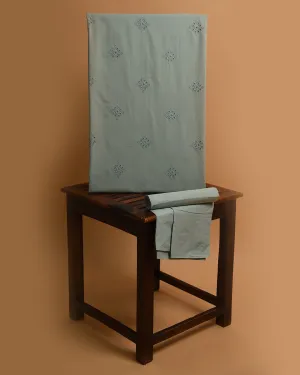 Sea Green Pure Cotton Shiffly Embroidered Unstitched Co-ord Set With Cotton Bottom Fabric