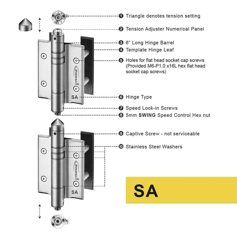 Self Closing Pool Gate Hinges | Marine Grade | 7ft | K51P-316-A3 | 3 Pack