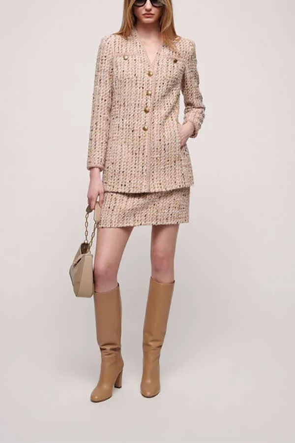 SENTIMENTO COLLARLESS WOVEN JACKET