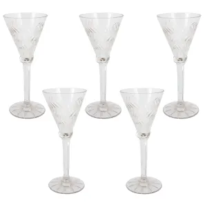 Set of 5 Antique Crystal Cordial Glasses
