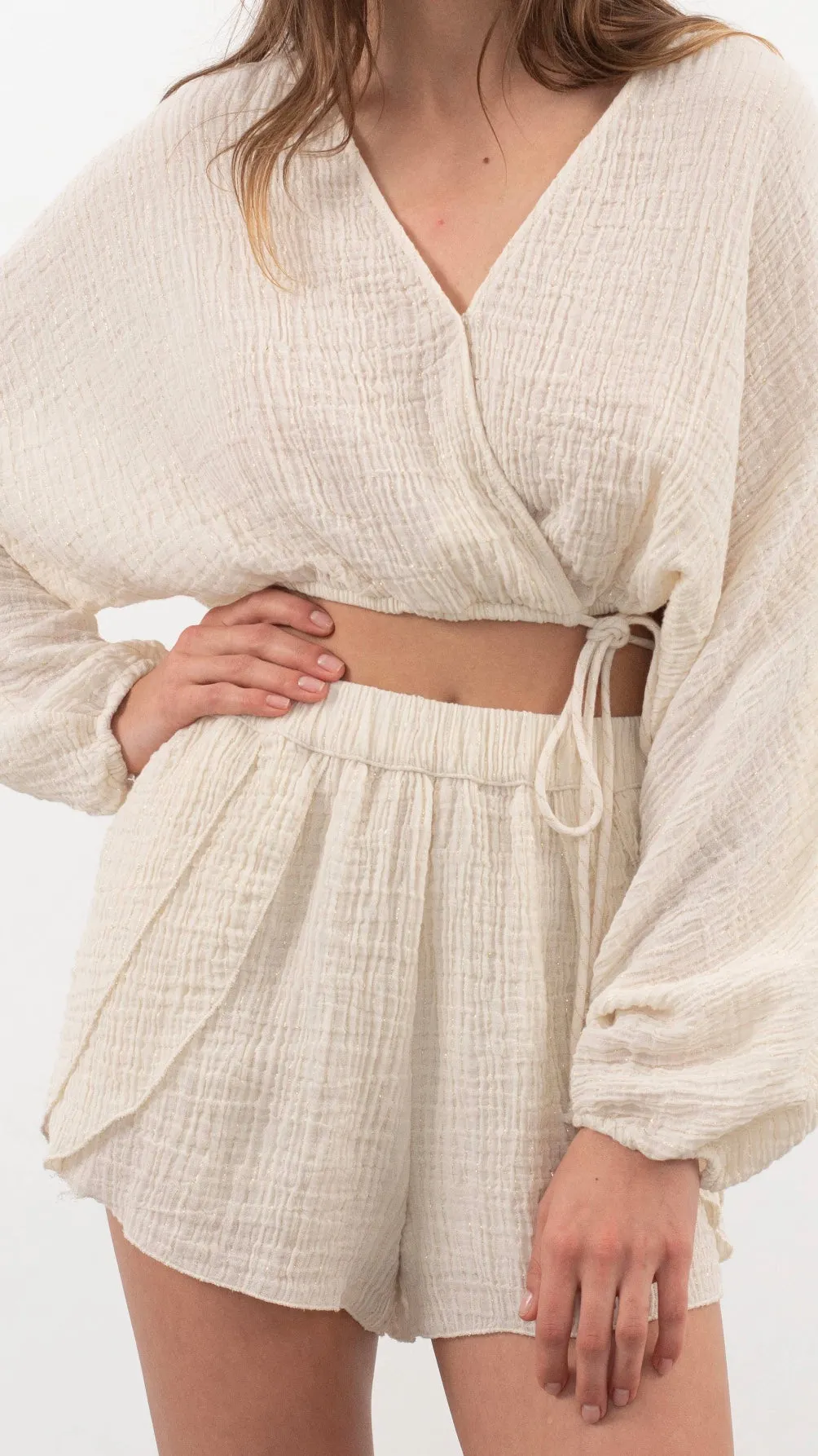Siena Top Natural with Gold Pinstripe