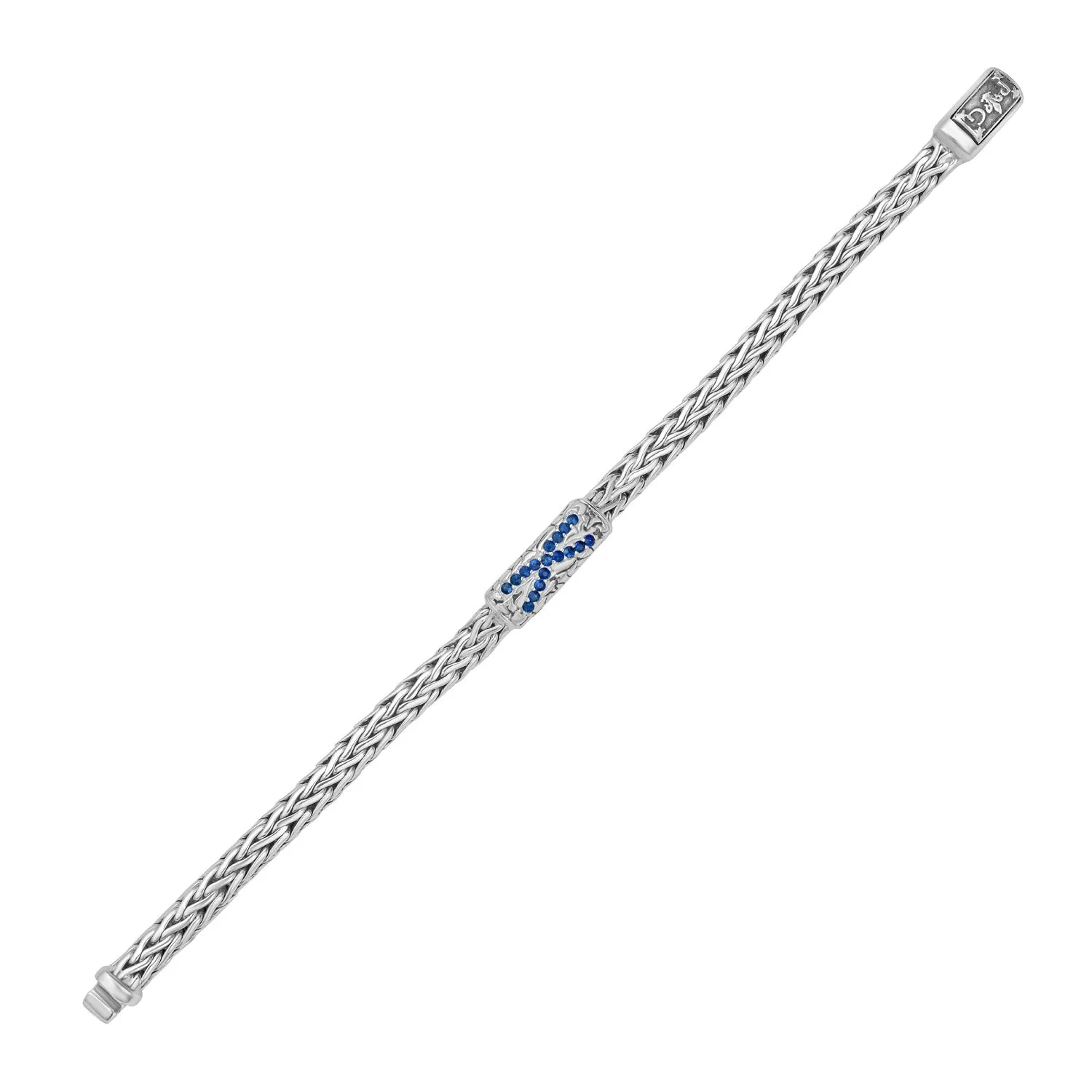 Silver & Blue Sapphire Woven X Bracelet