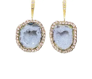Silvery Grey Tabasco Geode Dangle Earrings