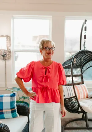 Simply Chic Bow Top - Hot Pink