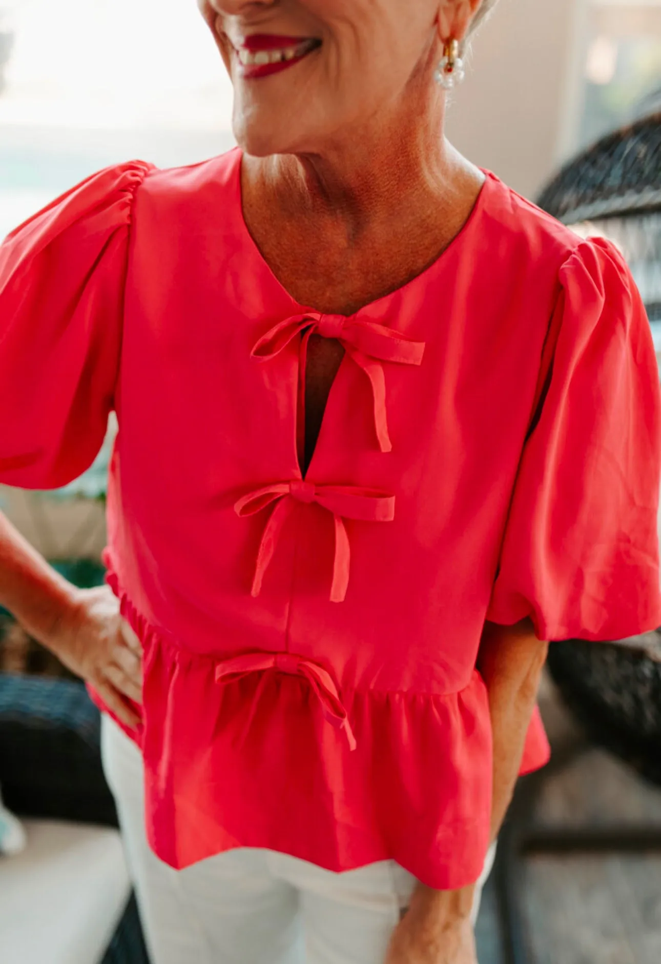Simply Chic Bow Top - Hot Pink