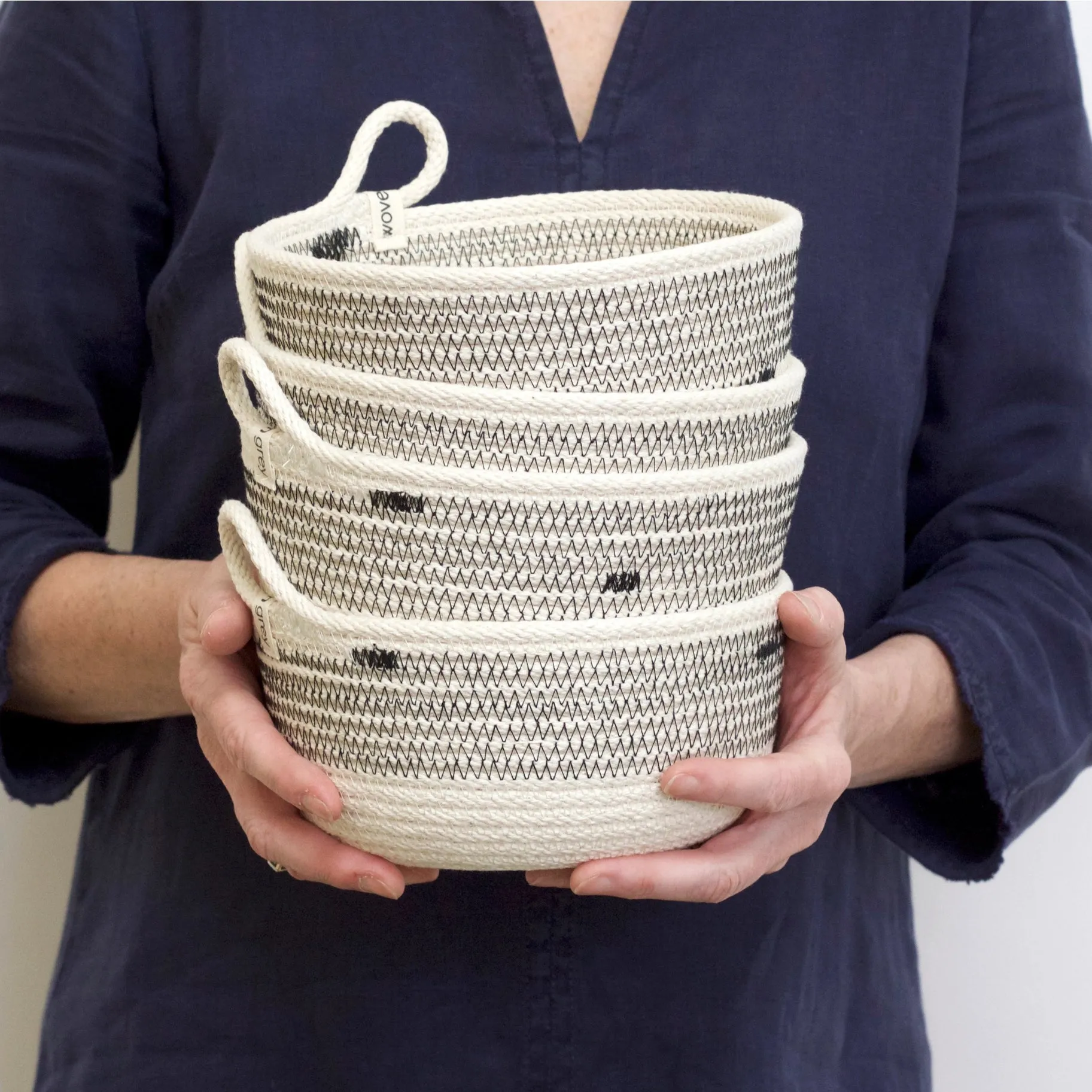 Small Striped Woven Bowl