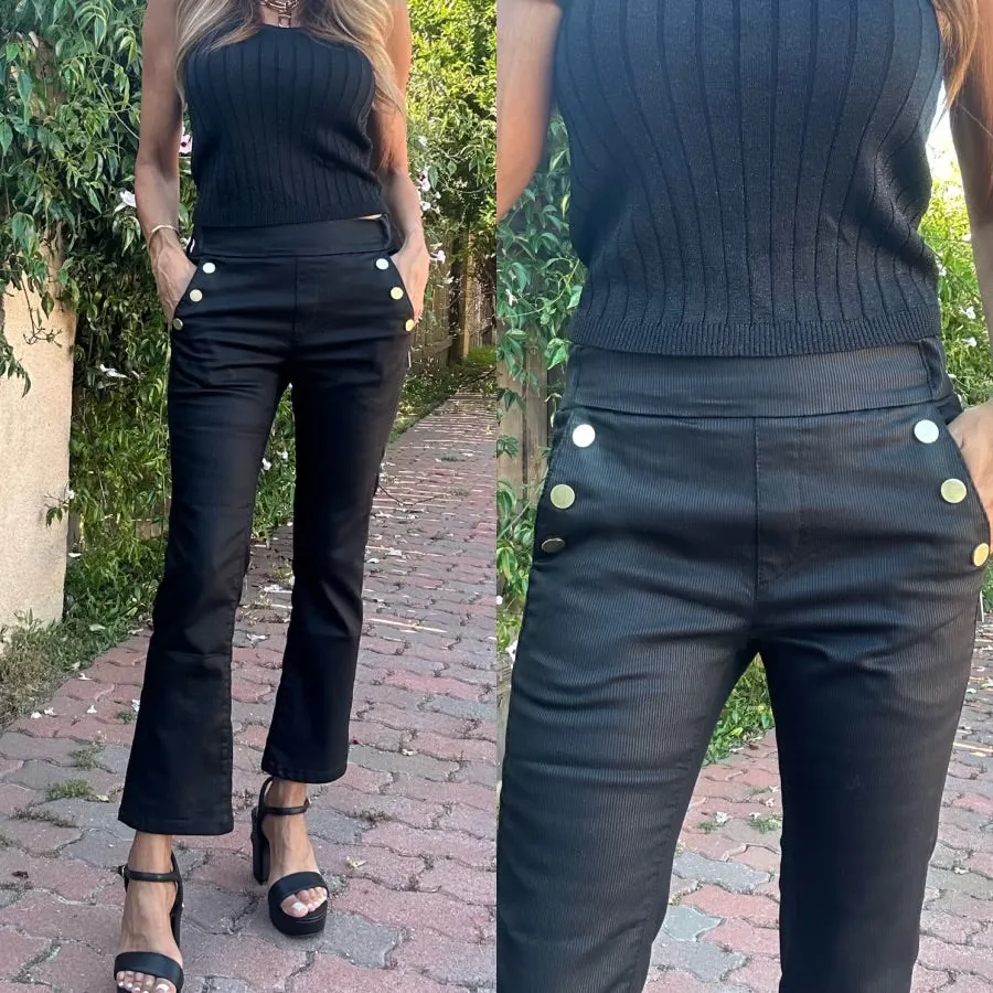 Sofia Cropped Black Stripe