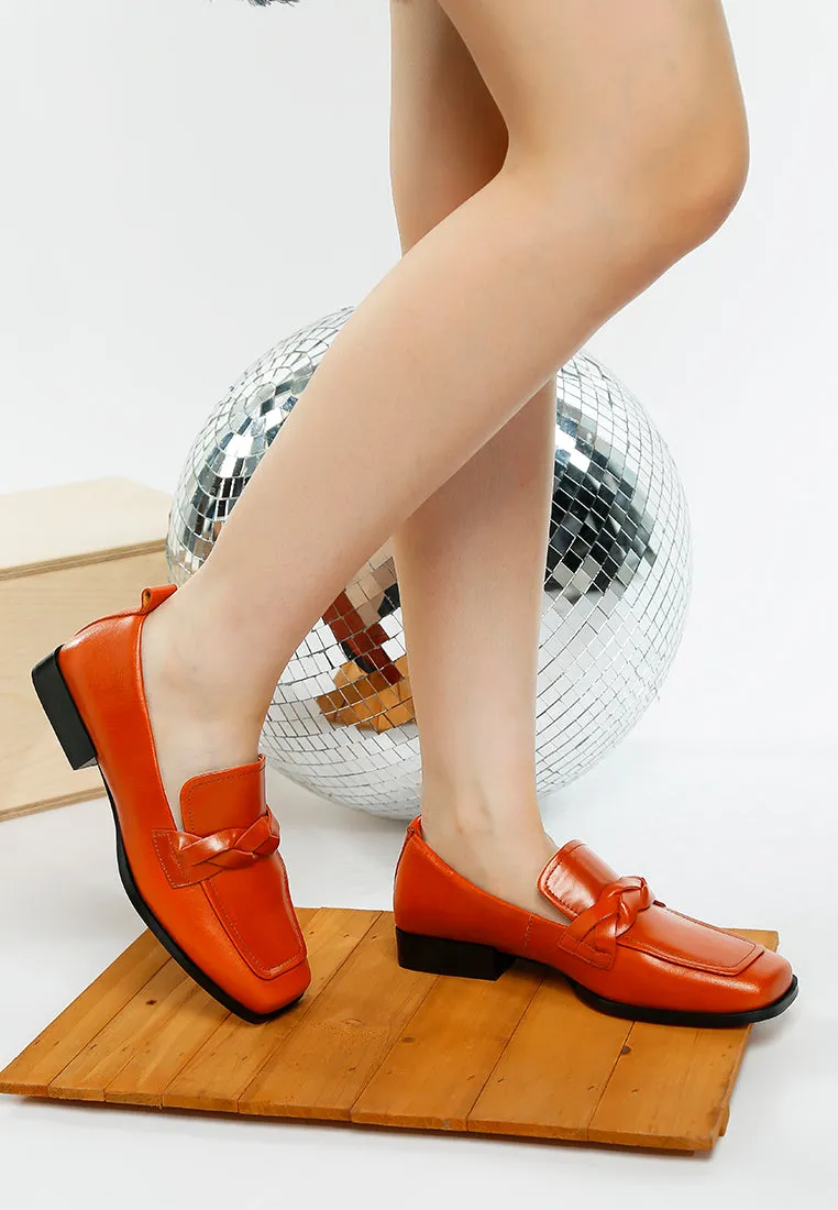 Soft Faux Leather Braided Loafers By Ruw