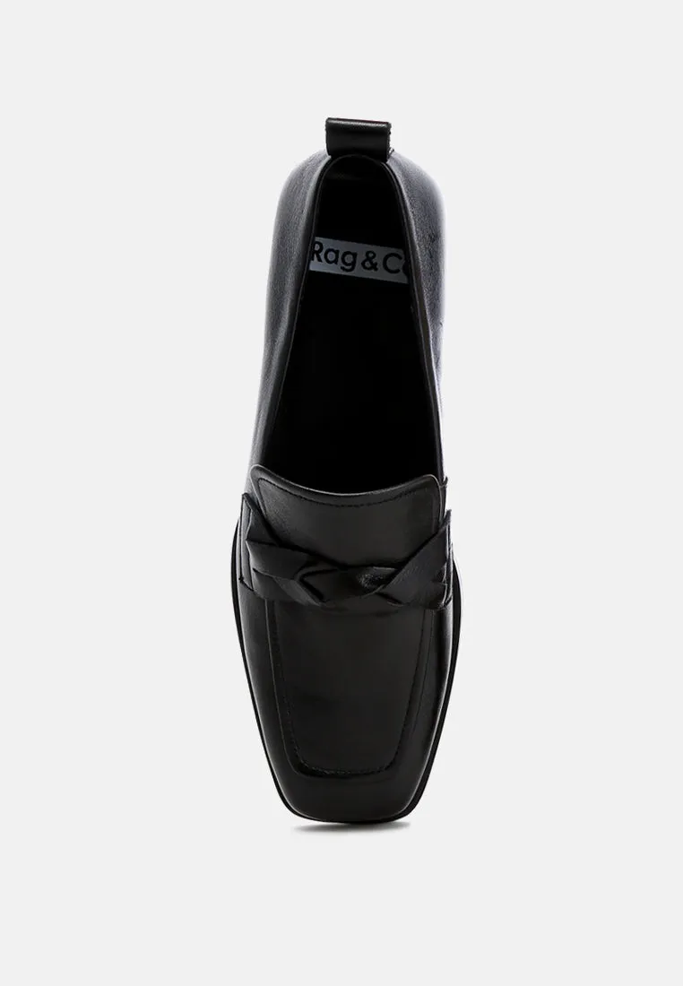 Soft Faux Leather Braided Loafers By Ruw