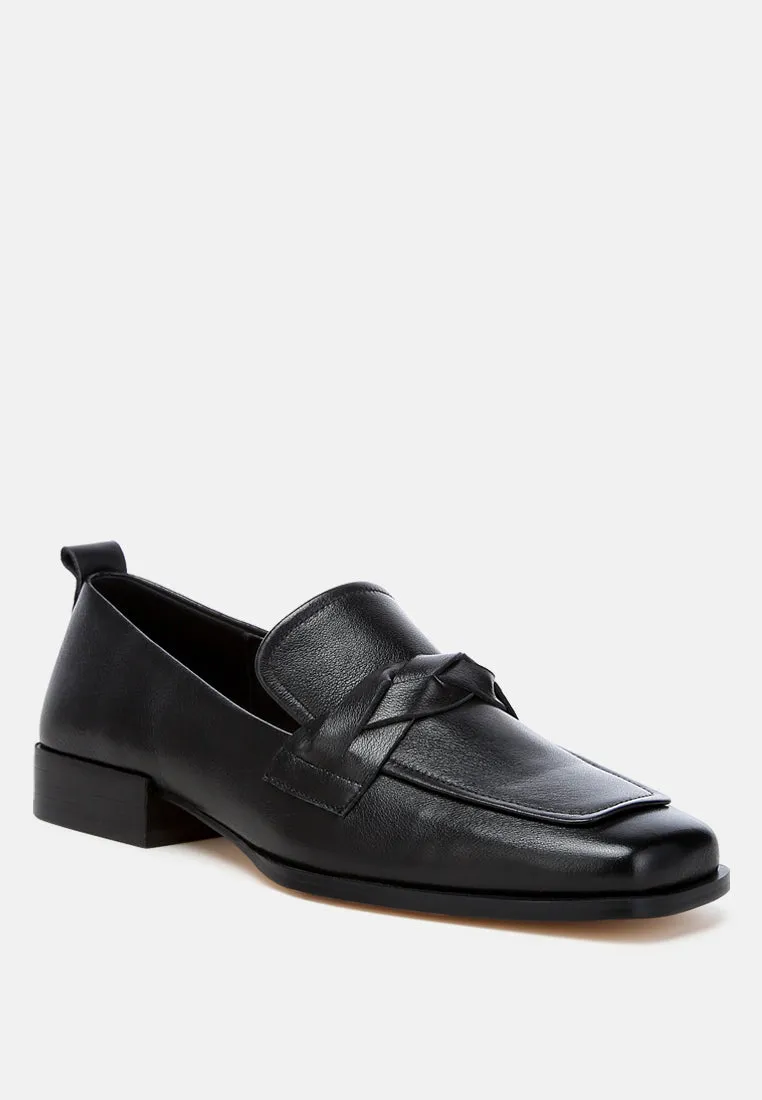 Soft Faux Leather Braided Loafers By Ruw