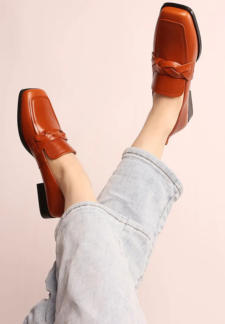 Soft Faux Leather Braided Loafers By Ruw
