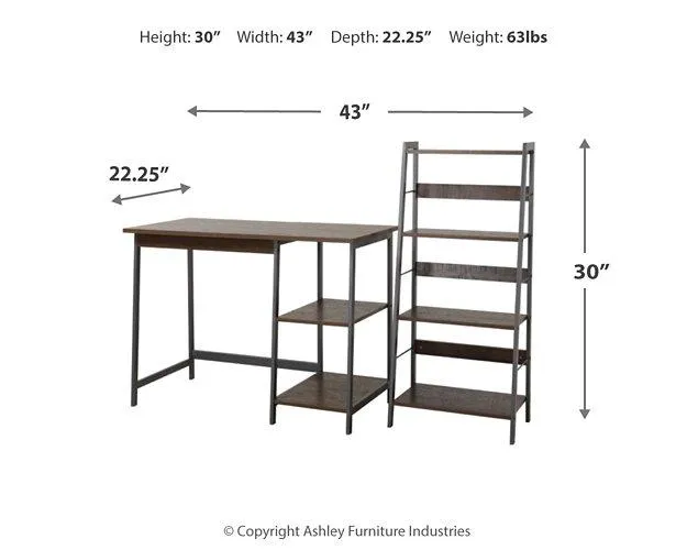Soho Warm Brown/Gunmetal Home Office Desk with Shelf