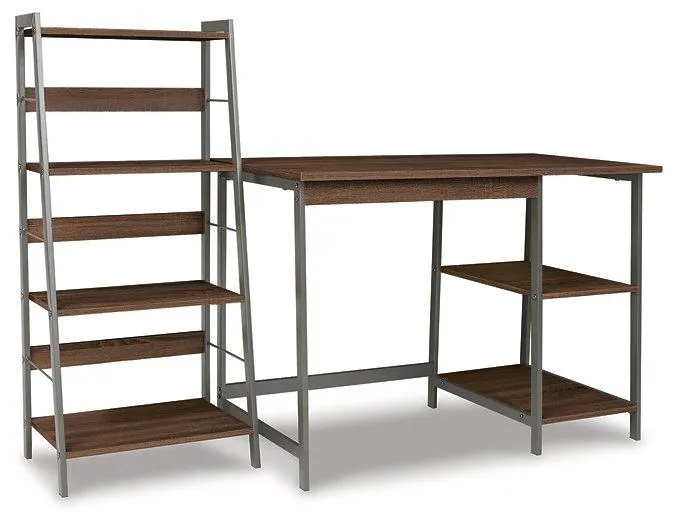 Soho Warm Brown/Gunmetal Home Office Desk with Shelf