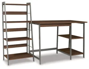 Soho Warm Brown/Gunmetal Home Office Desk with Shelf