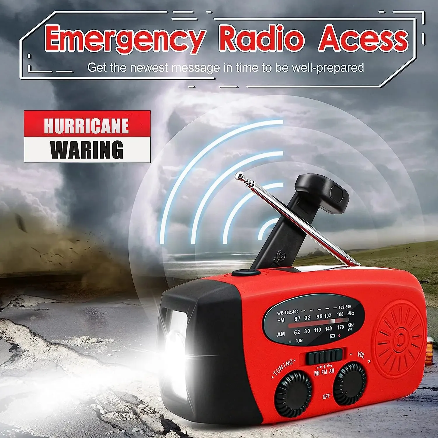 Solar Hand Crank Powered charger Camping Light With AM/FM Radio Outdoor USB
