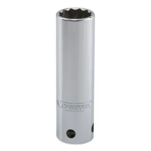Stanley?? Products Tether-Ready Drive Deep Sockets, 1/2 in Drive, 11/16 in, 3 1/4 in L, 12 Points, 5322-TT