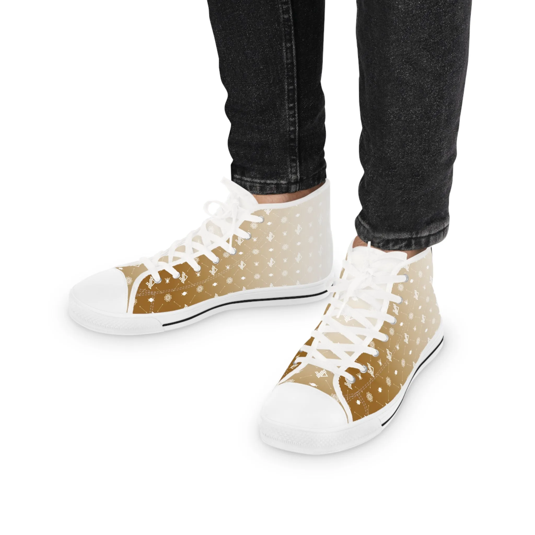 Stylish Gold Gradient High Top Sneakers for Men - Trendy Casual Footwear