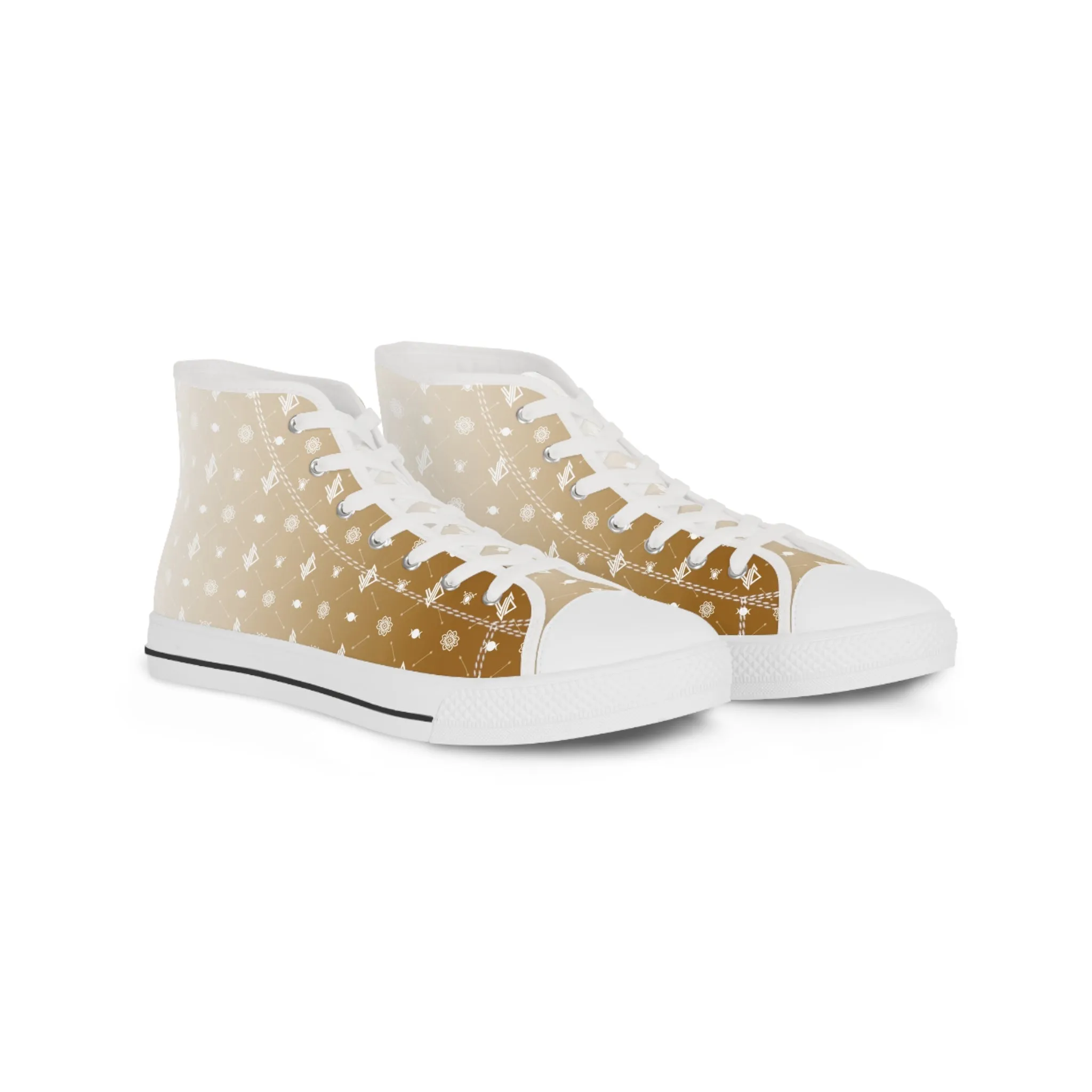 Stylish Gold Gradient High Top Sneakers for Men - Trendy Casual Footwear