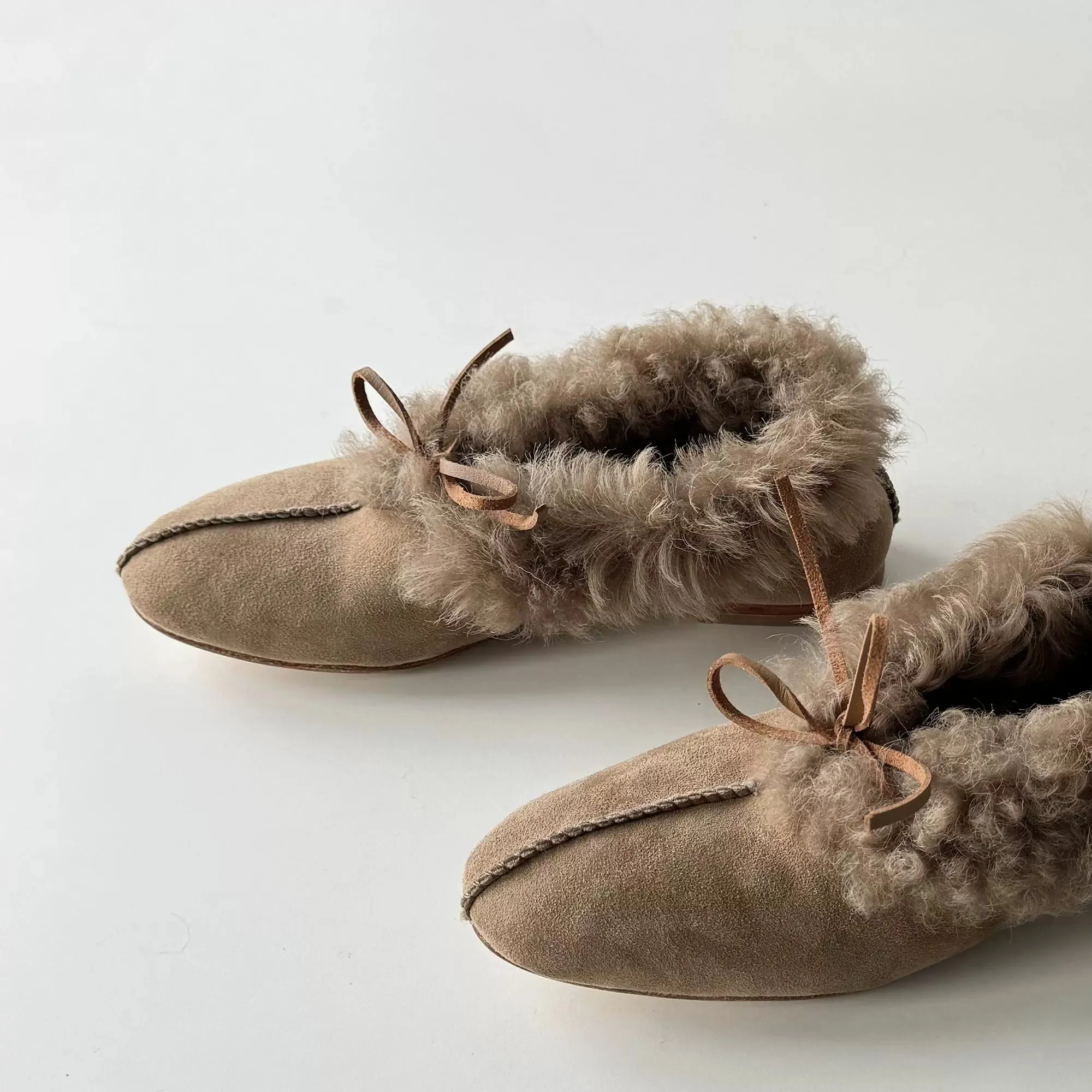 Suede and Fur Low-Top Slippers