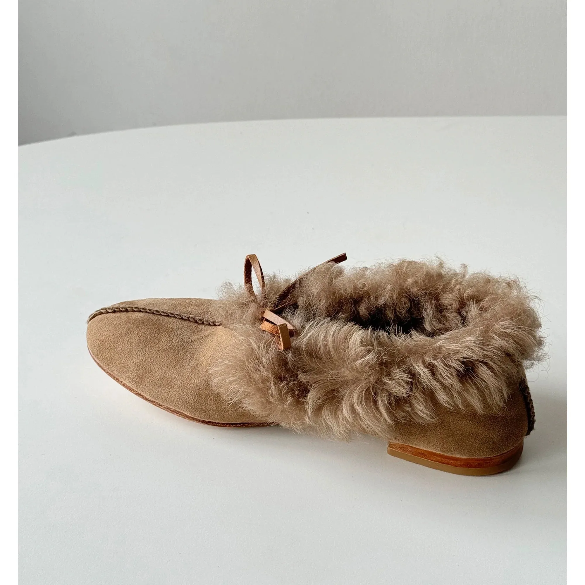 Suede and Fur Low-Top Slippers