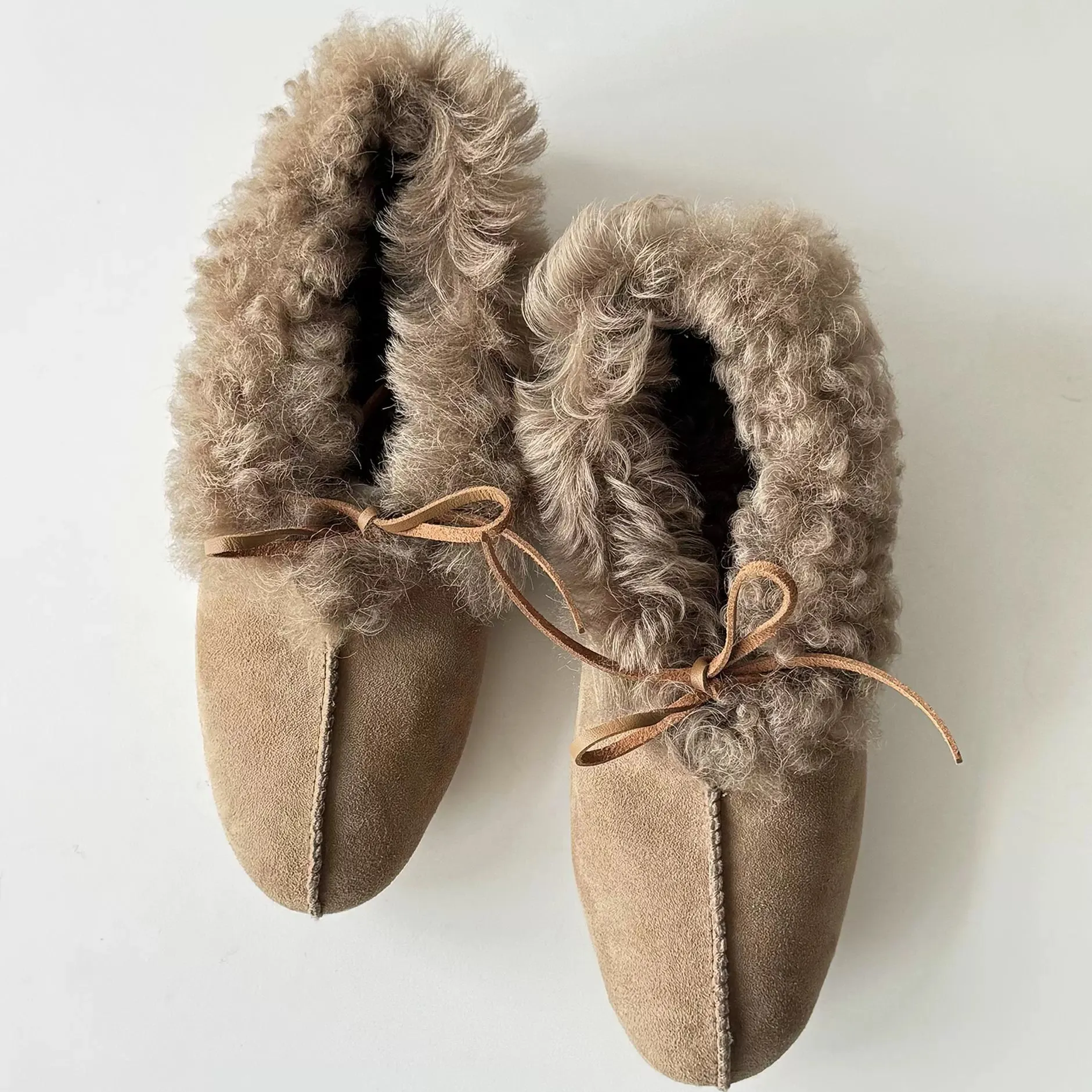 Suede and Fur Low-Top Slippers
